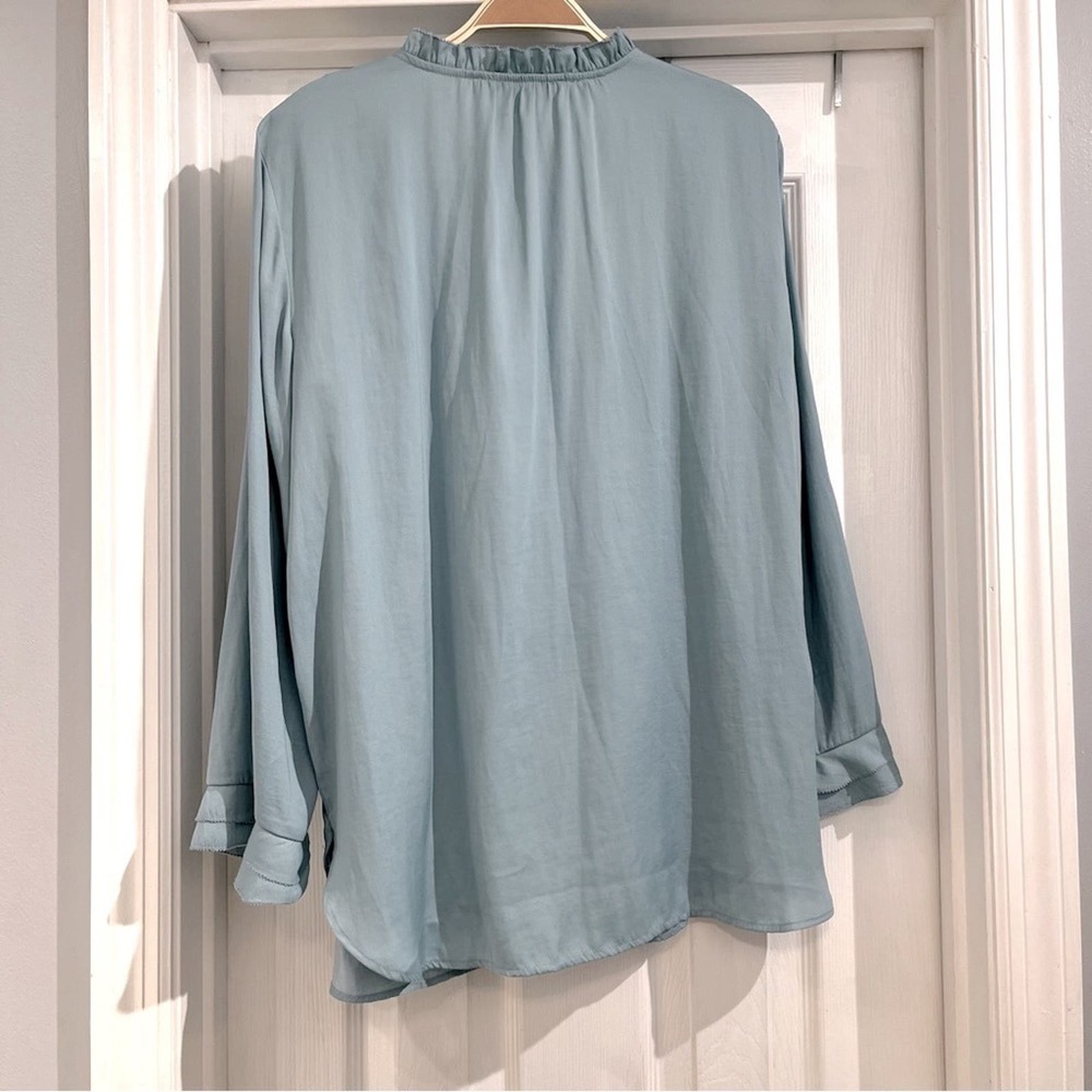 LOFT Light Blue Ruffle Blouse - Picture 6 of 9